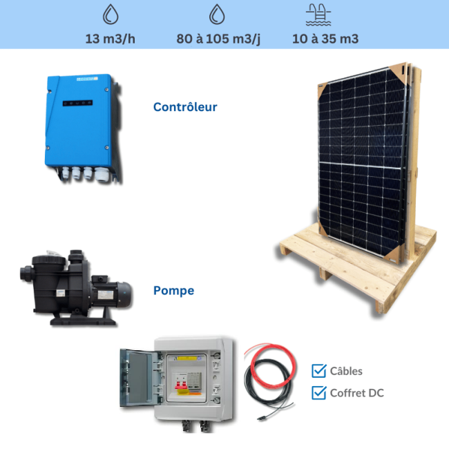 Kit pompe solaire pour piscine 10 à 35m3