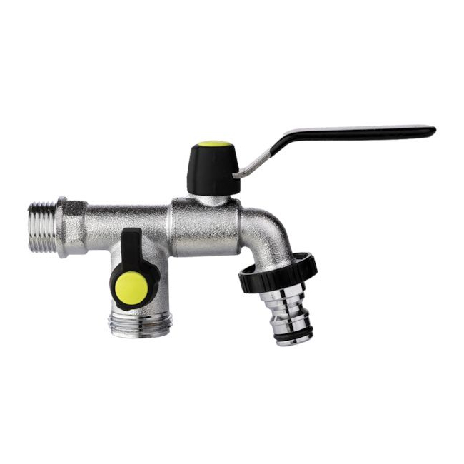 Robinet laiton 1/4 tour pour 2 sorties