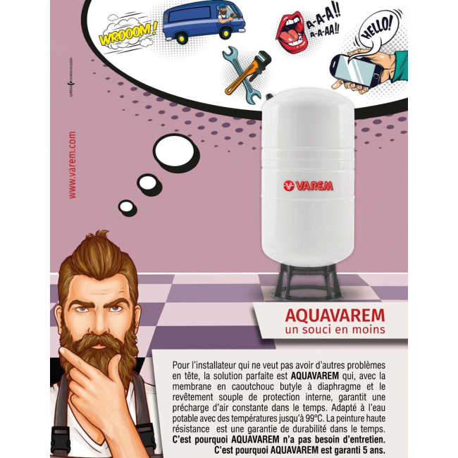 Réservoir à diaphragme Aquavarem - 20L à 100L Horizontal
