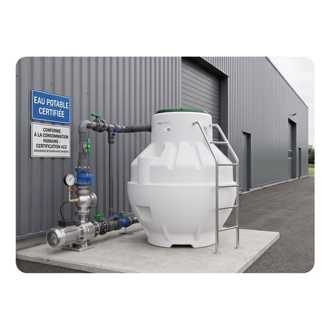 Cuve de stockage eau potable Globus 3000 litres ACS