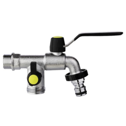 Robinet laiton 1/4 tour pour 2 sorties